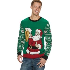 Ugly Christmas sweater beer drinking Santa M